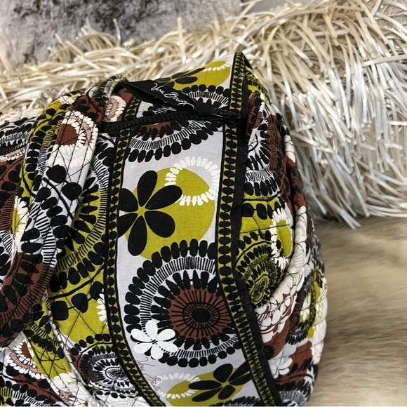 VERA BRADLEY Cocoa Moss Large Duffle Bag 2 Handles Zip Top Brown Green 2013 - Picture 3 of 13